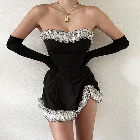 Robe de bal asymétrique sans bretelles, robe de cocktail sexy Y5941