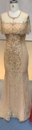 Nude Mermaid Luxury Evening Dresses For Woman 2025 Dubai Diamond Sequins Formal Dress LA70519