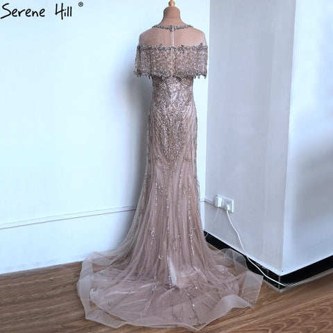 Nude Mermaid Luxury Evening Dresses For Woman 2025 Dubai Diamond Sequins Formal Dress LA70519