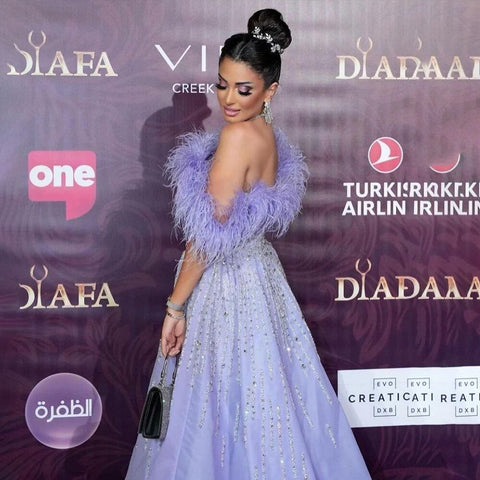 Sexy Off Shoulder A Line Feather Beaded Luxury Evening Dresses Gowns For Women Arabic Party 2025 LA71844