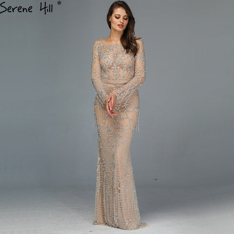 SERNE HILL Dubai  Luxury  Muslim Tassel Beading Long Evening Dresses Party Formal Gowns  For  Woman 2025 Plus Size LA60707