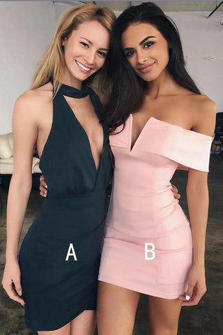 Simple Cute Tight Pink V Neck Homecoming Dresses Party Dresses online