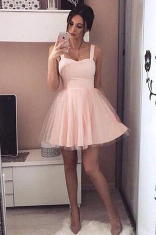 Simple Tulle A Line Lace Up Sweetheart Homecoming Dress, Party Dresses