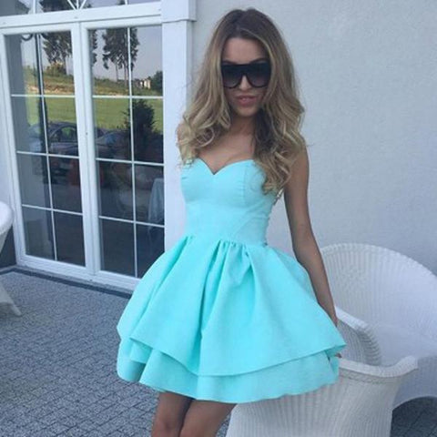 Sleeveless Ruffles A-line Sweetheart Homecoming Dresses