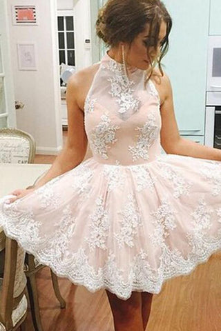 Vestidos de fiesta blancos de encaje sin mangas con cuello alto para niñas