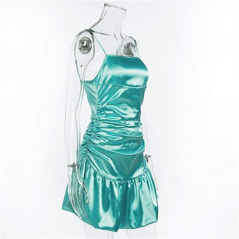 Nouvelle jupe moulante vert menthe, jupe plissée sexy, robe courte en satin plissé taille haute, robe de bal Y1903