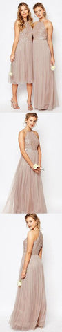 Gorgeous Glittering Tulle Halter Romantic Short Long Bridesmaid Dresses