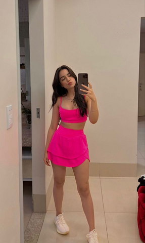 Vestido de fiesta de dos piezas rosa fuerte, estilo casual de verano Y2663