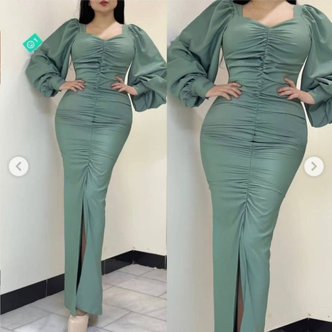 Robe de soirée longue plissée élégante, robe de cocktail tendance Y5643