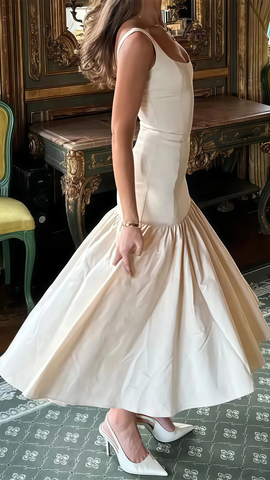 Robe de soirée sirène ivoire, longue robe de bal en satin Y8014