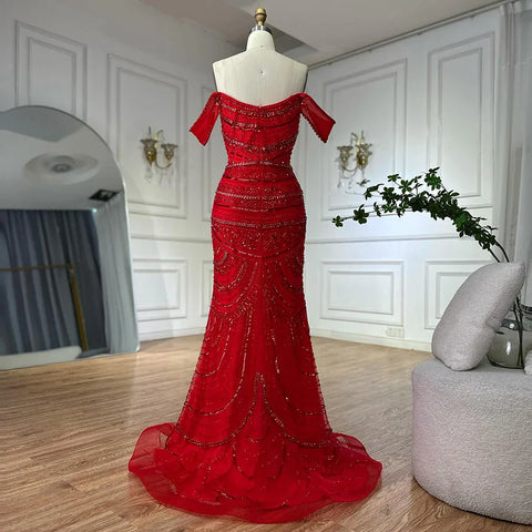 2025 Arabic Pink Mermaid Beaded Evening Gown with Detachable Satin Overskirt for Formal Occasion LA72781