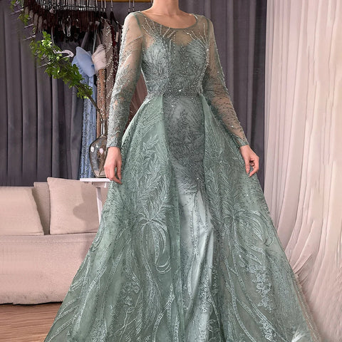 Muslim Pink Long Mermaid  With Train Luxury Evening Dresses Gowns for woman  party  Formal Dress  2025 LA70541