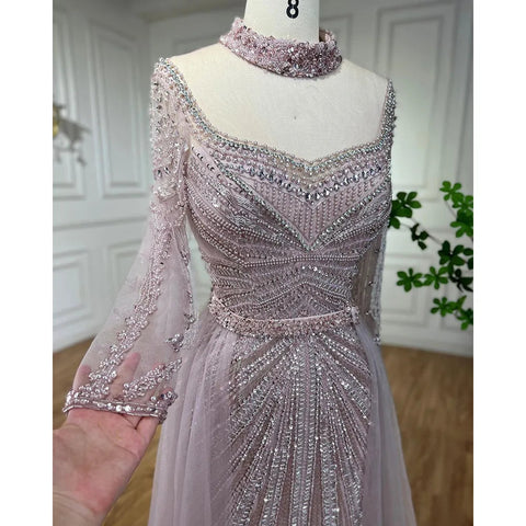 Robe de soirée sirène champagne de luxe avec jupe amovible LA71533