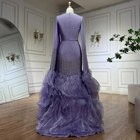 Luxury Mermaid Nude Evening Dresses with Cape Sleeves LA72317A