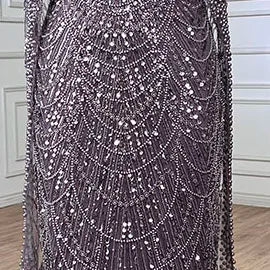 2025 Saudi Arabic Turquoise Mermaid Evening Dress With Pearls Beaded Cape Sleeves For Formal Occasion LA72590A