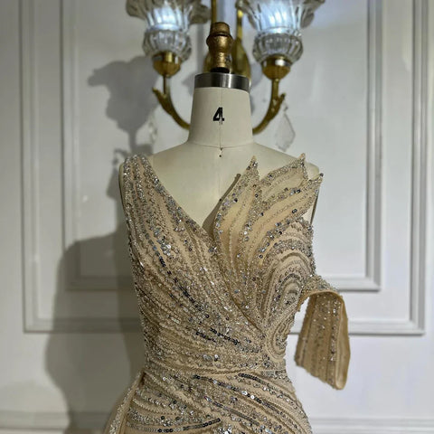 2025 Arabic Pink Mermaid Elegant One Shoulder Beaded Long Evening Dresses Gowns for Formal Occasion LA72662A