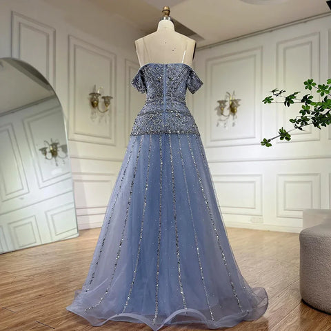 2025 Off The Shoulder A-Line Caramel Beaded Luxury Evening Dress for Formal Occasion Saudi LA72709