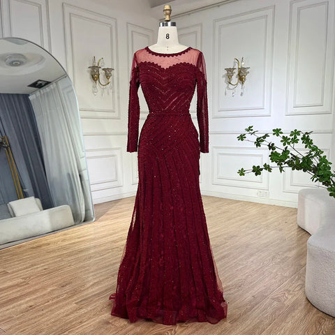 2025 Arabic Elegant Black Mermaid Luxury Dubai Purple Evening Gown with Dress for Women's Party LA72656