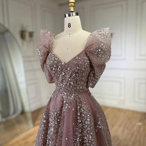 Glitter Lime Green Luxury Dubai Evening Dress Engagement Arabic LA72447