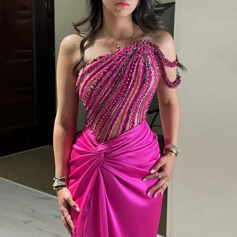 Luxury Designer Fuchsia Evening Dresses Dubai Gown for Special Occasion Dresses LA72669