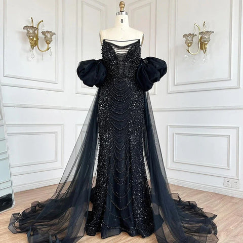 Lilac Vintage Evening Gown Half Puff Sleeve Dress with Beaded Pearl Cape Jacket LA72653