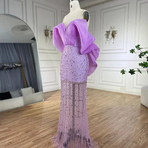 Luxury Lilac Long Evening Dress for Women Wedding Party LA71888