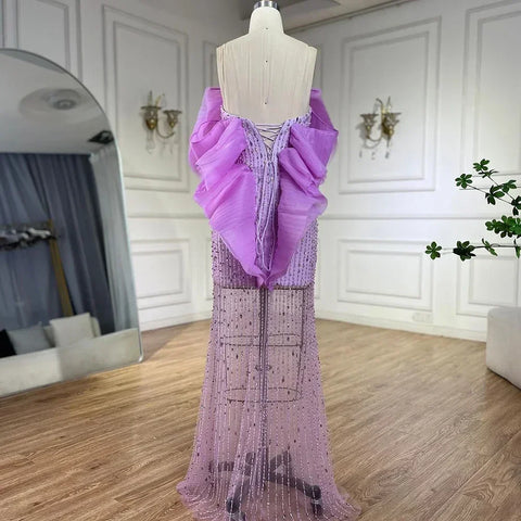 Luxury Lilac Long Evening Dress for Women Wedding Party LA71888