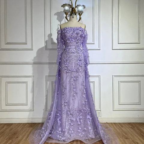 Elegant 3D Flowers Pink Luxury Dubai Evening Dress with Overskirt LA72641