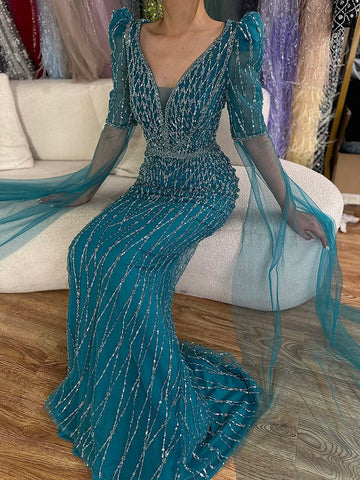 Luxury  Fuchsia Evening  Dress  Mermaid Gown for Formal Occasion LA72774