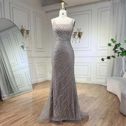 2025 Sliver Nude Elegant With Cloak Beaded Luxury Evening Dresses Gowns Mermaid for Women Wedding Party LA71380