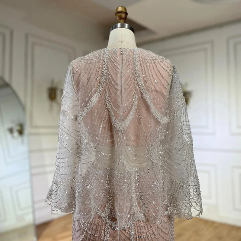 Luxury Beaded Nude Two Pieces Evening Dress LA72462