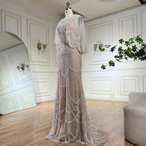 Luxury Beaded Nude Two Pieces Evening Dress LA72462