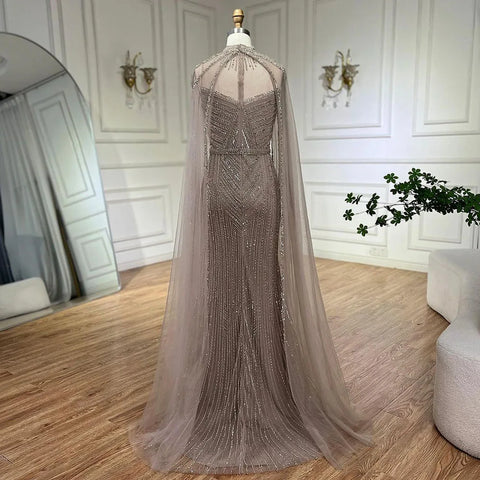 Luxury Nude Mermaid Evening Dress with Cape Sleeve LA72233A