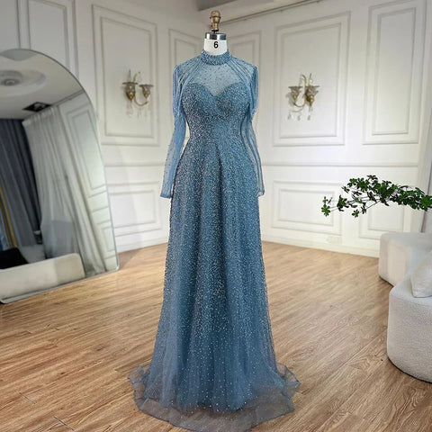 Arabic Nude Mermaid Beaded Tassel Evening Dresses Luxury Gowns 2025 for Women's Wedding Party 2025 LA72570