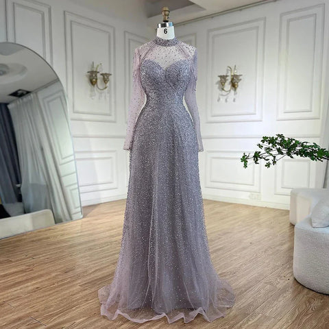 Arabic Nude Mermaid Beaded Tassel Evening Dresses Luxury Gowns 2025 for Women's Wedding Party 2025 LA72570