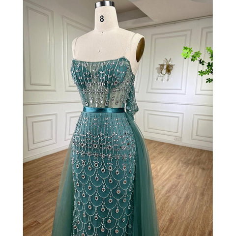 Vestido de noche árabe de lujo color champán estilo sirena para bodas LA71922