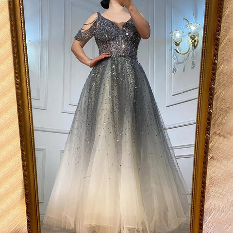 Robe de soirée rouge à changement progressif, style arabe, luxueuse, perlée, coupe trapèze, sexy, pour femme, tenue de mariage, LA70983, 2025 