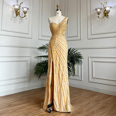 Robe de soirée longue style sirène, élégante et sexy, verte, fendue sur le côté, avec perles, pour femme, tenue de mariage, modèle 2025, LA71779A 