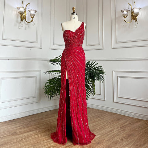 Robe de soirée longue style sirène, élégante et sexy, verte, fendue sur le côté, avec perles, pour femme, tenue de mariage, modèle 2025, LA71779A 