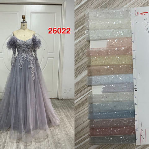 Heavy Beading Tassel Silver Lilac Mermaid Evening Dress LA71814