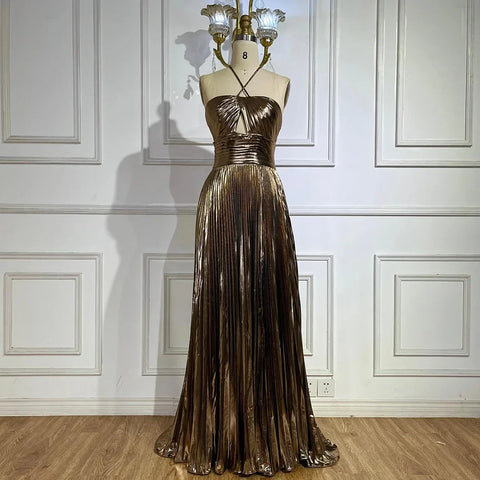 Arabic Navy Blue Halter Straps Lace-Up Back Mermaid Beaded Evening Gown for Women | Wedding Party 2025 LA72625