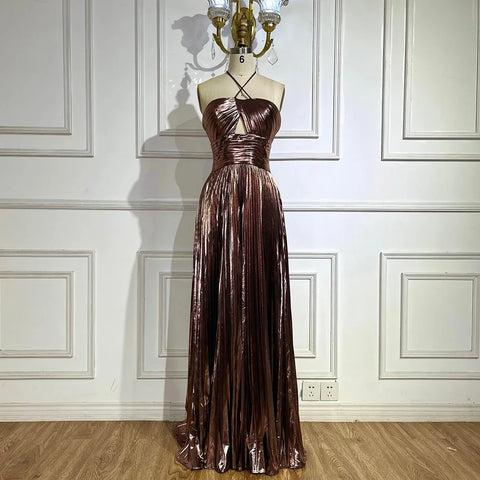 Arabic Navy Blue Halter Straps Lace-Up Back Mermaid Beaded Evening Gown for Women | Wedding Party 2025 LA72625