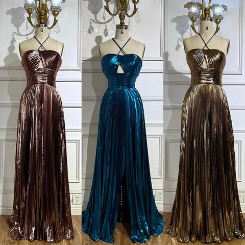 Arabic Navy Blue Halter Straps Lace-Up Back Mermaid Beaded Evening Gown for Women | Wedding Party 2025 LA72625