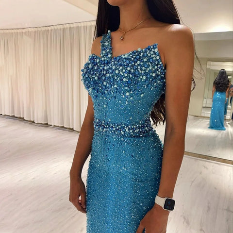 Luxury Dubai Blue Mermaid Evening Dresses LA71713