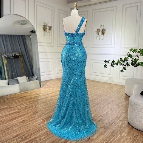 Luxury Dubai Blue Mermaid Evening Dresses LA71713