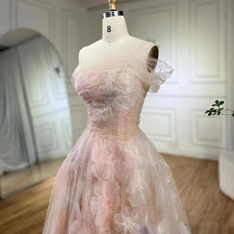 Vestidos de noche de lujo de Dubái, corte en A, con apliques y cordones, estilo árabe rosa, para mujer, ideales para bodas y fiestas (2025) LA72274 