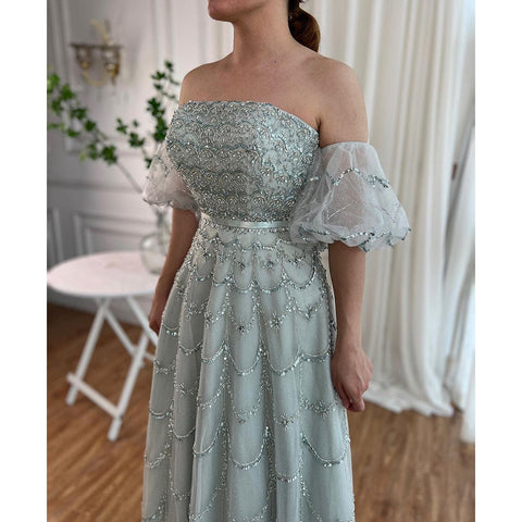Vestidos de noche largos, elegantes, de sirena, sexis, sin tirantes, con cuentas, color rosa árabe, para mujer, para bodas y fiestas 2025 LA72130 