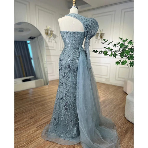 Robe de soirée sirène rose élégante, asymétrique, fendue, avec perles, pour femme, tenue de mariage, modèle 2025, LA72188 