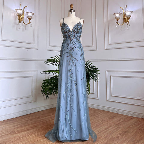 Vestidos de noche largos, sexis, estilo sirena rosa árabe, con tirantes finos y cuentas, para mujer, ideales para bodas y fiestas (2025) LA71963 