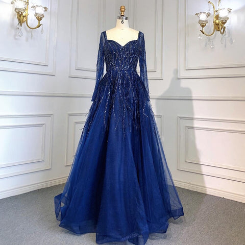 Arabic Luxury Beaded Handmade Feathers Evening Dress 2025 LA71468